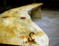 Large rustic austrian pine bench close-up